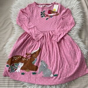 Mini Boden Woodland Pink Long Sleeves dress 7-8Y